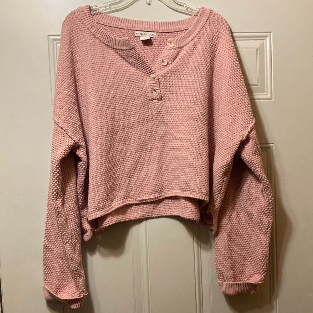 Sincerely Jules‎ Pink Waffle Knit Sweater XL
